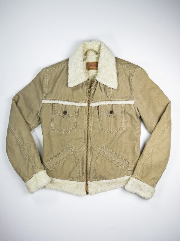 Giacca Levi s in velluto beige a coste con sherpa